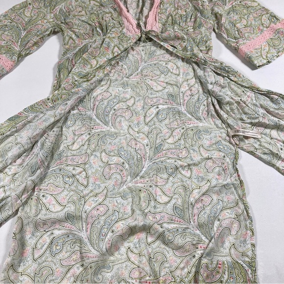 Anthropologie Florets Paisley Sleep Robe Eyelet Lace Romantic Pastel Size Small - Picture 12 of 16